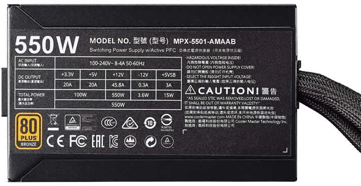 Refurbished Cooler Master MasterWatt 550 Refurbished Cooler Master MasterWatt 550